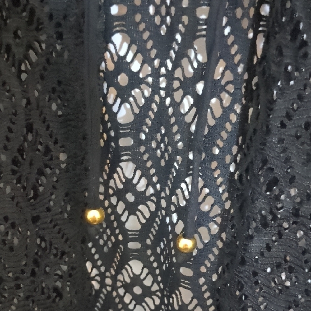 Miken by Macy's NWOT Black Lace Kimono/Bathing Suit Cover Up Size M - Picture 3 of 5